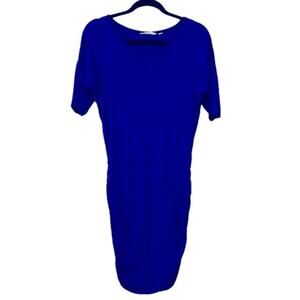 Athleta Solstice Short Sleeve Ruched Tee Dress Size Small Cobalt Blue